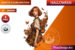 Pumpkin queen Clipart, Halloween Girl,Autumn clipart PNG Product Image 1