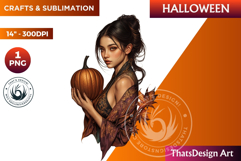 Pumpkin queen Clipart, Halloween Girl,Autumn clipart PNG Product Image 1