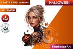 Pumpkin queen Clipart, Halloween Girl,Autumn clipart PNG Product Image 1