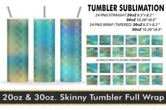 Sublimation Tumbler gold line grid turquoise gradient Product Image 1