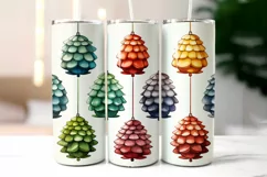 Colourful Christmas Bulbs Tumbler Wrap | Rainbow Pine Cones Product Image 2