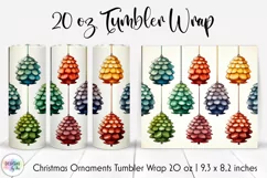 Colourful Christmas Bulbs Tumbler Wrap | Rainbow Pine Cones Product Image 1