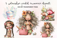 Watercolor Pastel Summer Clipart PNG Product Image 1