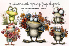 Whimsical Spring Frog Clipart PNG Product Image 1