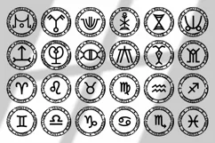 24 Zodiac Symbols. Low and High Zodiac Circles. Round Stamps Product Image 2