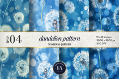 Falling blue dandelion Digital Patterns | blue bokeh pattern Product Image 1