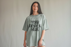 Comfort Colors 1717 Sage T-shirt Mockups, Real Model Product Image 1