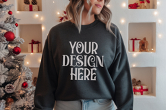 Dark Heather Gildan 18000 Sweatshirt Mockup,G18000 Crewneck Product Image 1