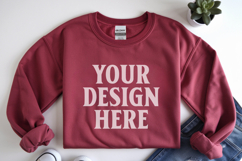 Scarlet Red Gildan 18000 Folded Flat Lay Mockups Product Image 1