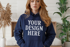 Navy Gildan 18500 Hoodie Sweatshirt Mockup, 185 mock-up Product Image 1