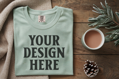 Seafoam Comfort Colors 1717 Christmas Folded T-Shirt Mockup Product Image 1