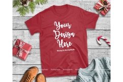 Christmas Red Shirt Mockup Gildan 64000 T-Shirt Display Product Image 1