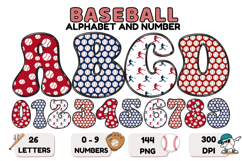 Baseball Sport Alphabet png clipart, baseball letters doodle Product Image 1
