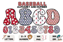 Baseball Sport Alphabet png clipart, baseball letters doodle Product Image 1