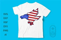 Bald Eagle Silhouette and USA Flag - 4th of July SVG File Product Image 2