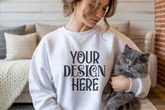 White Gildan 18000 Crewneck Sweatshirt Mockups,G18000 Product Image 1