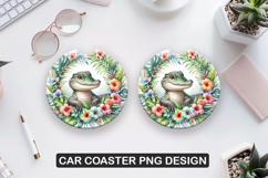Crocodile Car Coaster Sublimation| Animal Coaster PNG Product Image 1