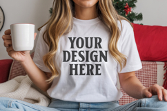 Christmas Bella Canvas 3001 White Shirt Mockup ,Trandy mock Product Image 1
