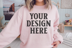 Gildan 18000 Light Pink Mockup , Crewneck Sweatshirt Boho Product Image 1