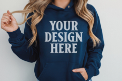 Navy Gildan 18500 Hoodie Sweatshirt Mockup, 185 mock-up Product Image 1