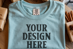 Seafoam Comfort Colors 1717 Christmas Folded T-Shirt Mockup Product Image 1