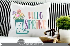 Hello Spring svg, Floral Rain Boots, Farmhouse svg Product Image 6