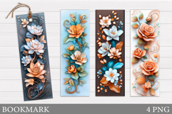 Floral Bookmark Design. Flowers Bookmark Sublimation Product Image 1