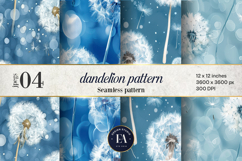 Falling blue dandelion Digital Patterns | blue bokeh pattern Product Image 1