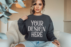 Dark Heather Gildan 18000 Sweatshirt Mockup,G18000 Crewneck Product Image 1