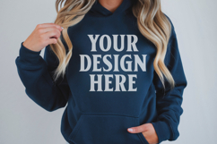 Navy Gildan 18500 Hoodie Sweatshirt Mockup, 185 mock-up Product Image 1