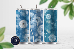 Falling blue dandelion Digital Patterns | blue bokeh pattern Product Image 2