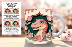 Lovely 11oz Mug Wrap Png Template , Cute Dino Product Image 1