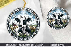 Cute Cow Stained Glass Ornament PNG, Digital Download File Product Image 1