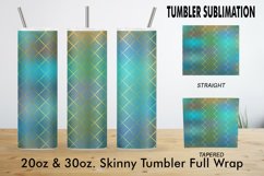 Sublimation Tumbler gold line grid turquoise gradient Product Image 2