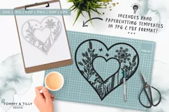 Meadow Heart x 3 - Papercut Template SVG EPS DXF PNG PDF JPG Product Image 3