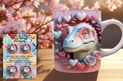 Alluring 15oz Mug Wrap Png Design , Cute Dino Product Image 1