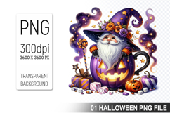 Halloween Coffee Cup Gnome, Halloween Clipart PNG File Product Image 1