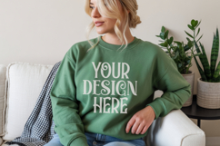 Forest Green Gildan 18000 Sweatshirt Mockup,G18000 Crewneck Product Image 1