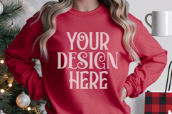 Christmas Gildan 18000 Red Crewneck Sweatshirt Mockup Product Image 1