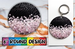 Shimmering Glittery Blossom PNG Sublimation Circle: Keychain Product Image 1