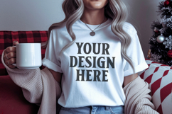 Christmas Bella Canvas 3001 White Shirt Mockup ,Trandy mock Product Image 1