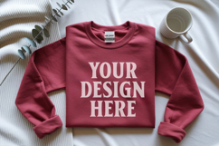 Scarlet Red Gildan 18000 Folded Flat Lay Mockups Product Image 1