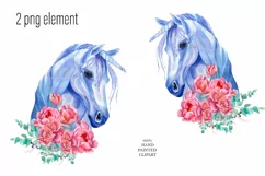 Cute blue unicorn clipart Watercolor Product Image 2