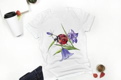 Ladybug bluebell sublimation Watercolor design for print PNG Product Image 1