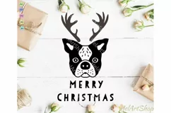 Boston Terrier Christmas SVG, Christmas Frenchie SVG Product Image 1