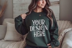 Forest Green Gildan 18000 Sweatshirt Mockup,G18000 Crewneck Product Image 1