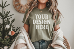 Bella Canvas 3001 Leaf Christmas Shirt Mockup, Trandy Product Image 1