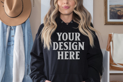 Navy Gildan 18500 Hoodie Sweatshirt Mockup, 185 mock-up Product Image 1