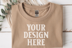 Sand Gildan 5000 Flat Lay Tshirt Mockup, G5000 mockups Product Image 1