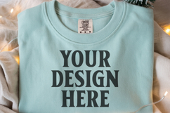 Seafoam Comfort Colors 1717 Christmas Folded T-Shirt Mockup Product Image 1